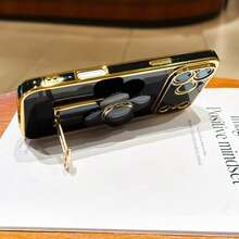 Flower Spinner Phone Case, Electroplated Shockproof Luxury Protective Cover With Dust-Proof Holes, Compatible With IPhone 6/7/8/X/XS/XR/11/12/13/14/15/16, Galaxy, , Honor, HW, , - Black - View 4