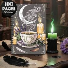 1pc Aesthetic Witchcraft Spiral Boundless Notebook, Gothic Astrology Office Planner, Witchcraft Travel Diary, Halloween Magic Witch Personal Planner, Cosmic Time Notebook, Gift For Women & Sisters, Meditation Notepad, Personal Organization Manual - Rectangle - View 5