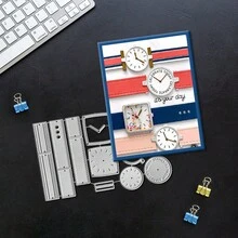 Khuôn cắt hình đồng hồ ngày của Cha, Album ảnh tự làm và khuôn dập nổi, Dụng cụ làm thiệp chúc mừng, Thủ công cắt giấy, Khuôn cắt mẫu làm thiệp quà tặng. - bạc - Xem 3