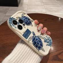 1个创意蓝色海星、贝壳、海龟、波浪形屏幕边缘保护手机壳，兼容苹果7/8/X/XR/XS Max/11/12/13/14/15/16/17 Pro Max和三星Galaxy A14/A15/A16/A17/A04/A05/A06/A07/A54/A55/A56/A57/A34/A35/A36/A37/S26/S26 Plus/S26 Ultra以及Transsion SMART7/8/9/10，国际版，非国内版 - 奶油白色的 - 查看 2