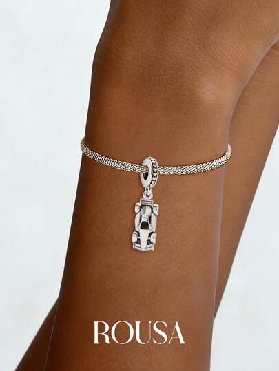 1pc 925 Sterling Silver Sports Car Charm Bracelet, DIY Jewelry Making And Daily Decoration, Gift For Girls