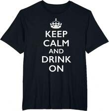 Women Keep Calm And Drink On T-Shirt Short Sleeve T-Shirt Crew Neck T Shirt For Summer, Casual Short Sleeve Tee - 黑色 - 查看 7