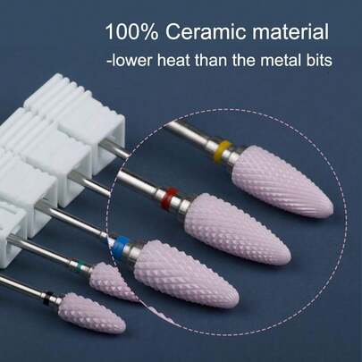 1pc Pink Ceramic Corn-Shaped Nail Grinding Head, Quick Nail Polish & Gel Remover, Nail Art Tool