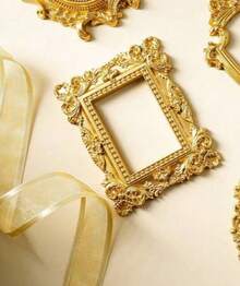 1pc Vintage Resin 3D Floral Pattern Gold Color Prop Photo Frame, Decor Accessory For Photography, Miniature House Decoration, Holiday Atmosphere 1J4P - Gold - View 13