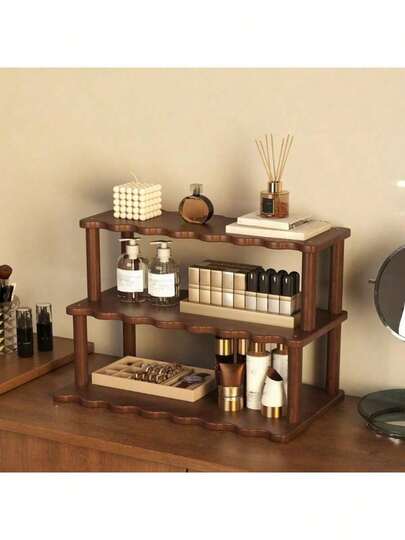 1 ชิ้น ชั้นวางหนังสือย้อนยุคหลายชั้น, ชั้นเก็บของไม้เนื้อแข็งลูกฟูก, ชั้นเก็บของบนโต๊ะทำงานทรงสี่เหลี่ยมคางหมู, ที่วางแก้วขอบหน้าต่างบ้าน, ที่ยึด, ชั้นเก็บของโชว์