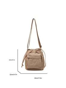 New Fashion Lightweight Shoulder Bag, Versatile Korean Style Casual Crossbody Bag, Large Capacity Drawstring Bucket Bag - Multicolor - View 12