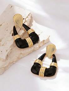 1对欧美几何油滴形吊坠耳环（女士款） - 彩色 - 查看 3