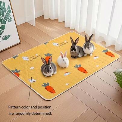 1pc Cute Carrot Design Super Absorbent Reusable Pet Pad, Easy To Clean Machine Washable Pet Diaper Mat, Suitable For Rabbit/Dog Litter Box, Rabbit Cage Decor, All Seasons (Pattern Randomly Cut)
