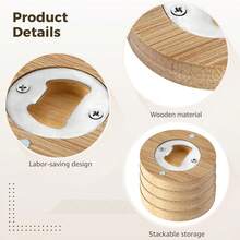 散装木制开瓶器，磁性竹制开瓶器，适用于冰箱贴、礼品、婚礼、派对、酒吧、餐厅 - 查看 6