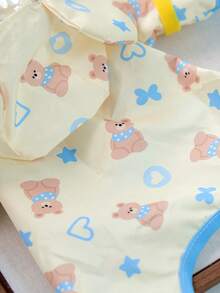 1pc Pet Raincoat, Four-Legged Hooded Waterproof Rainwear, Suitable For All Seasons - Yellow & Blue Bear Design - Yellow - View 6