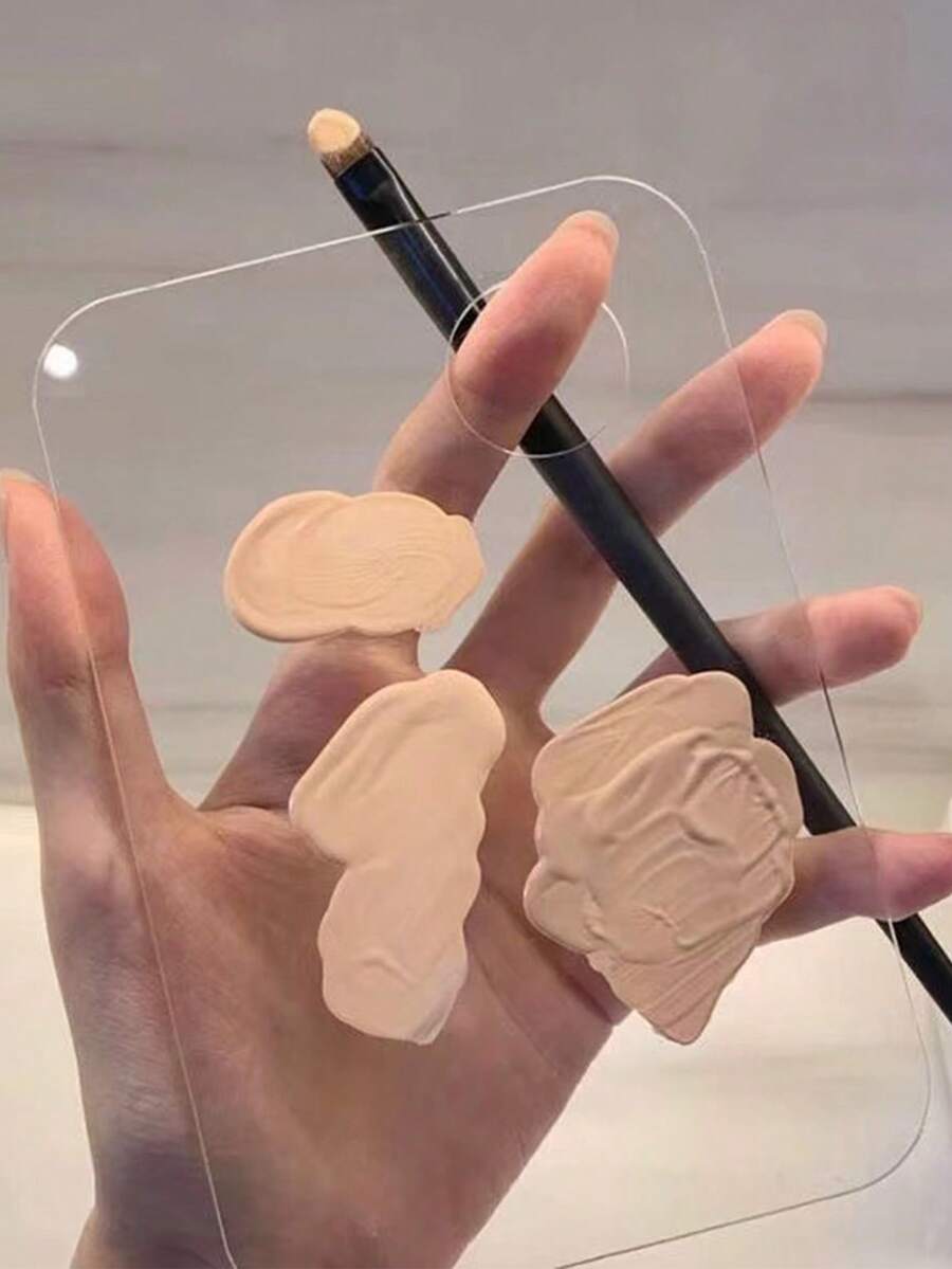 2pcs/1pc Transparent Acrylic Makeup Palette, Makeup Brushes, Nail Art Mixing Palette, Suitable For Foundation, Eyeshadow, Mascara, Lipstick And Nail Art - Clear - View 1