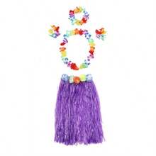 Set de 5 piezas Conjunto de disfraz de falda de hierba con de flores hawaianas, traje para celebración de festivales, actuación en el escenario, evento escolar, ensayo de baile en grupo grande (elástico), para disfraz de verano - Multicolor - Ver 13