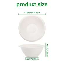 4/50/100 个 12 盎司（约 350 毫升）/17 盎司（约 500 毫升）一次性可堆肥纸碗，散装甘蔗渣碗，耐用碗，适合盛放麦片、零食、沙拉 - 白色 - 查看 7