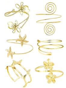 6件套简约几何海星臂环，优雅蝴蝶花朵臂环，适合派对、送礼、日常佩戴 - 6PCAT002 - 查看 1