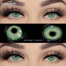 Eyeshare 1 Pair Natural Green Yearly Disposable Lenses With Big Diameter For Dating Or Daily Wear Party - Green - View 4