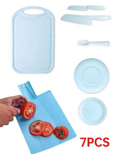 7PCS/Set Portable PP Folding Chopping Board Kit, Suitable For Beginners In The Kitchen. Non-Slip Surface, Cutting Vegetables And Fruits Won't Hurt Your Hands