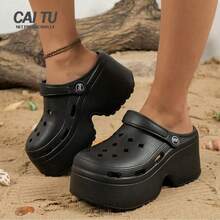 Women's Black Breathable Sandals, Slip-On Wedge Shoes, EVA Lightweight Versatile Casual Slippers For Summer - Black - View 2