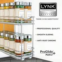 Lynk Professional Organizador Extraíble para Especias de 4-1/4 Pulgadas de Ancho Doble Cromado - Plateado - Ver 2