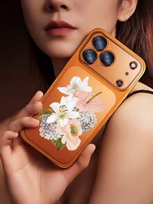High-Quality, Electroplated, Transparent Phone Case For IPhone 17 Pro Max And 17 Air. Fashionable, Matte, All-Around Design With A Fresh Bouquet Of Lilies. - Blue - View 6