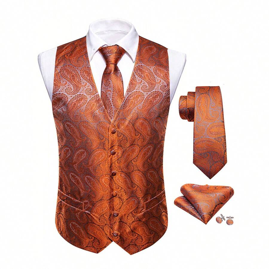 Men Waistcoats - Orange - View 1