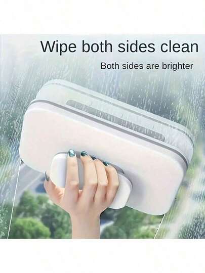 Limpiador de ventanas magnético de doble cara, herramienta de limpieza de vidrio manual, limpiador de vidrio con potente succión adecuado para ventanas altas, sin necesidad de electricidad, cuerda de , anti-pellizco, ideal para sala de estar, dormitorio, baño, cocina, inodoro