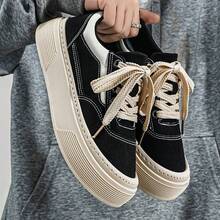 2026 WANSS Men's Suede High-Top Thick-Sole Casual Skateboard Shoes, Niche Breathable Non-Slip Retro Sneakers, Black Denim Shoes, 5CM Height Increase - Black - View 7