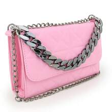 BOLSA FEMININA BORDADO ESTRELA CORRENTE TRANSVERSAL E BOLSA DE MÃO BOLSA PEQUENA LANÇAMENTO 2026 - Rosa chiclete - Visão 3