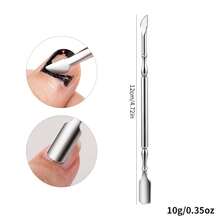 1 cái dụng cụ đẩy biểu bì và loại bỏ da chết hai đầu bằng thép không gỉ mới, dụng cụ chăm sóc móng, dụng cụ tẩy sơn móng tay, dụng cụ làm móng đa năng. - Bạc - Xem 9