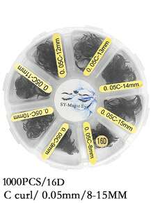 1000 piezas de extensiones de pestañas con abanico premontado, 16D-18D-20D, rizo C, natural y volumen, grosor de 0,05 mm, longitud mixta de 8-15 mm, abanicos sueltos, fácil de transportar, natural y suave, para fiestas y viajes - C - Ver 19