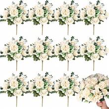 1 pezzo profumo di fiori di peonia finti, rose di seta ricamate, fiori finti adatti per decorazioni primaverili/autunnali, vasi da matrimonio, casa, ristorante, camera da letto, cucina, bagno, regalo per la festa della mamma, feste di compleanno, decorazioni da giardino - Bianco - Visualizzare 1