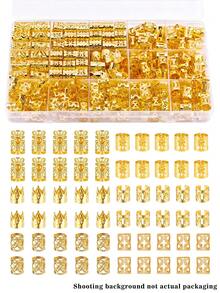 180pcs Hair Rings Collection(Shaped-Sun & Crown) - Multi-Style Adjustable Alloy Hair Cuffs, Boho Hair Jewelry For Women's Dreadlocks & Braids - Gold - View 1