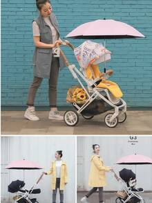 1pc Universal Baby Stroller Sunshade Umbrella, Toddler Tricycle Pushchair Sun/Rain Cover, Baby Strolling Essential - Multicolor - View 3