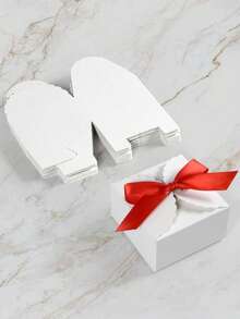 10个/1个 白色优雅波浪边红色蝴蝶结礼盒，加厚白色纸板折叠礼盒，适用于婚礼订婚派对、生日派对、半岁生日派对、母亲节、家居装饰，可装巧克力、珠宝、小礼物 - 波浪邊禮物盒 - 查看 8