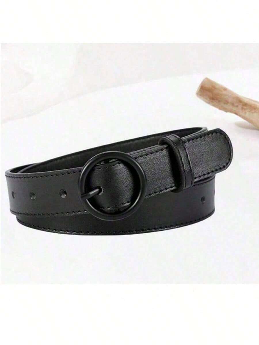 1 Peça Cinto Preto Minimalista Versátil de Alta Qualidade com Fivela, Plus Size, Adequado para Shorts, Saias, Uso Diário, Universidade, Transporte, Ocasiões Formais, Presente do Dia das Mães - A - Visão 1