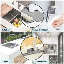 1pc Faucet Silicone Drain Pad, Splash Proof, Can Be Cut With Narrow Edges, Washbasin, Kitchen Sink, Drain Rack, Kitchen Drain Rack,Mother's Day Gifts, Women's Day Gifts - View 7