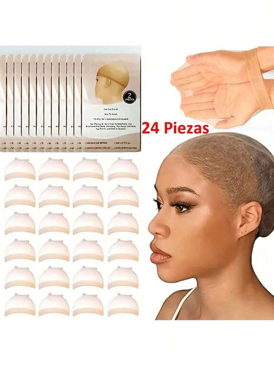 HD Nylon Wig Caps, 24 Pieces, Transparent And Breathable, Adjustable For All Hair Types - 1PC - View 1