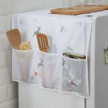 1pc Portable Refrigerator Dust Cover, Multi-Functional Household Appliance Cover With Storage Pocket, 130cm/51.18in*55cm/21.65in,Suitable For Double-Door And Single-Door Refrigerators, Featuring Oil-Proof/Waterproof Functions, Modern Decorative Fabric Storage, Suitable For Homes And Kitchens, Multiple Patterns[Styles Are Shipped Randomly, With Slight Color Differences, And Packaging Is Random] - Multicolor - View 3