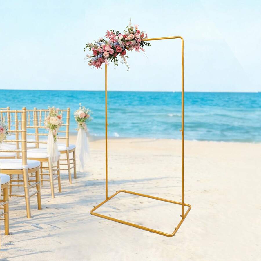SanBouSi Background Wrought Iron Decorative Props Flower Rack Gold 2*1.05m Wedding Arch Door Party Favors Room Decor Bride - 1PCS - View 1