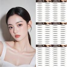 60pcs/6sheets Black 4D Realistic Hair Eyebrow Tattoo Stickers, Waterproof Eyebrow Shaping Stickers Suitable For Women And Girls - Black - View 1