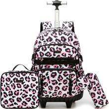 Set de 3 piezas de mochila con ruedas para niños, que incluye mochila para niñas, equipaje con ruedas para niños, bolsa de almuerzo y estuche de lápices, adecuado para estudiantes de escuela primaria - Mochila con ruedas - Ver 3