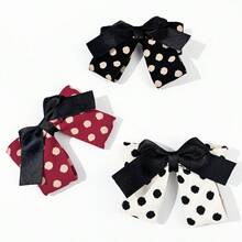 3-teiliges Set, koreanischer Haarclip mit Schleife und Polka-Dots für Damen, modischer Retro-Stil, elegantes französisches Haaraccessoire. - Verschiedenfarbig - Übersicht 2