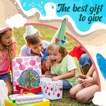 6pcs DIY Diamond Painting Coaster Set With Holder - Tree Theme, Round And Asymmetrical Diamond Shapes, Wooden Craft Kit, Suitable For Adults And Beginners - View 2