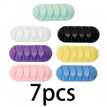 1/3/7pcs 5-Hole Cable Clips, Desktop Cable Organizer, Suitable For Home, Office, Dorm, Car, USB, Earphone, Charging Cable, Data Cable Management Clips - Multicolor - View 8