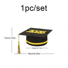 2 pièces Décoration de chapeau de mortier en feutre pour la fête de remise des diplômes 2026, 1 set/1 pièce, accessoire photo - diplômé - Voir 6