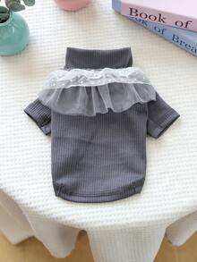 1件宠物衣服，狗狗服装，灰色网眼围兜式内衣，轻便透气，春夏新品 - 灰色 - 查看 3