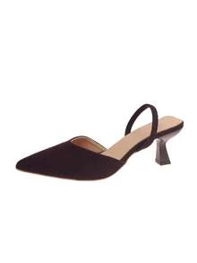 Fashionable Women's High Heels, Pointed Toe Slingback, Open Heel Backstrap, Closed Toe Sandals - Brown - View 6