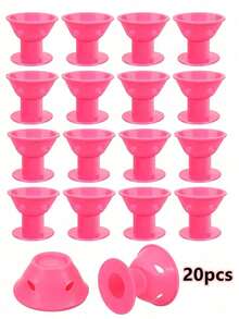 30/20/10/1pc Pink & Blue Silicone Hair Curlers, No Heat Damage Design, Portable & Easy To Use, Create Natural Waves & Bangs, Suitable For Short & Medium Hair, Great For Home & Travel - Multicolor - View 13