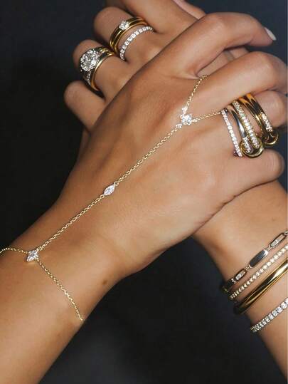 1件优雅闪亮多层手链，时尚小众珠宝，女士礼物