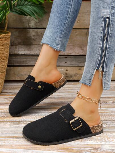 Slip-On Mule Slippers, Comfortable Versatile Flat Shoes, New Spring/Autumn Fashion Thick Sole Shoes, Plus Size Korean Style