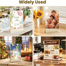 3/6pcs 4x6inch/5x7inch/6x8inch/8.5x11inch Acrylic Gold Frame Table Sign Holder For Wedding Table Numbers, Restaurant Signs, Photo And Art Display - T-gold - View 12
